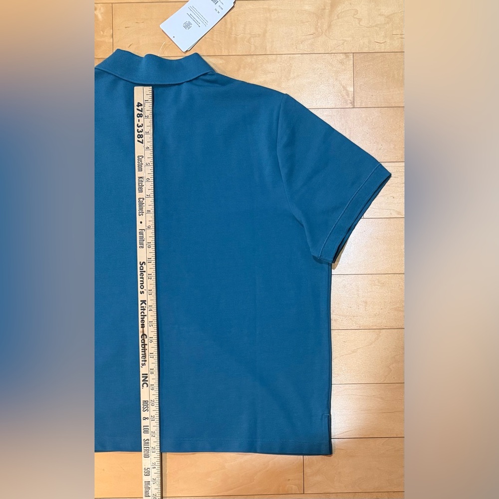 NWT Athleta Classic Pique Short Sleeves Polo Shirt Top w. Buttons - Teal - Sz XL - Picture 9 of 11